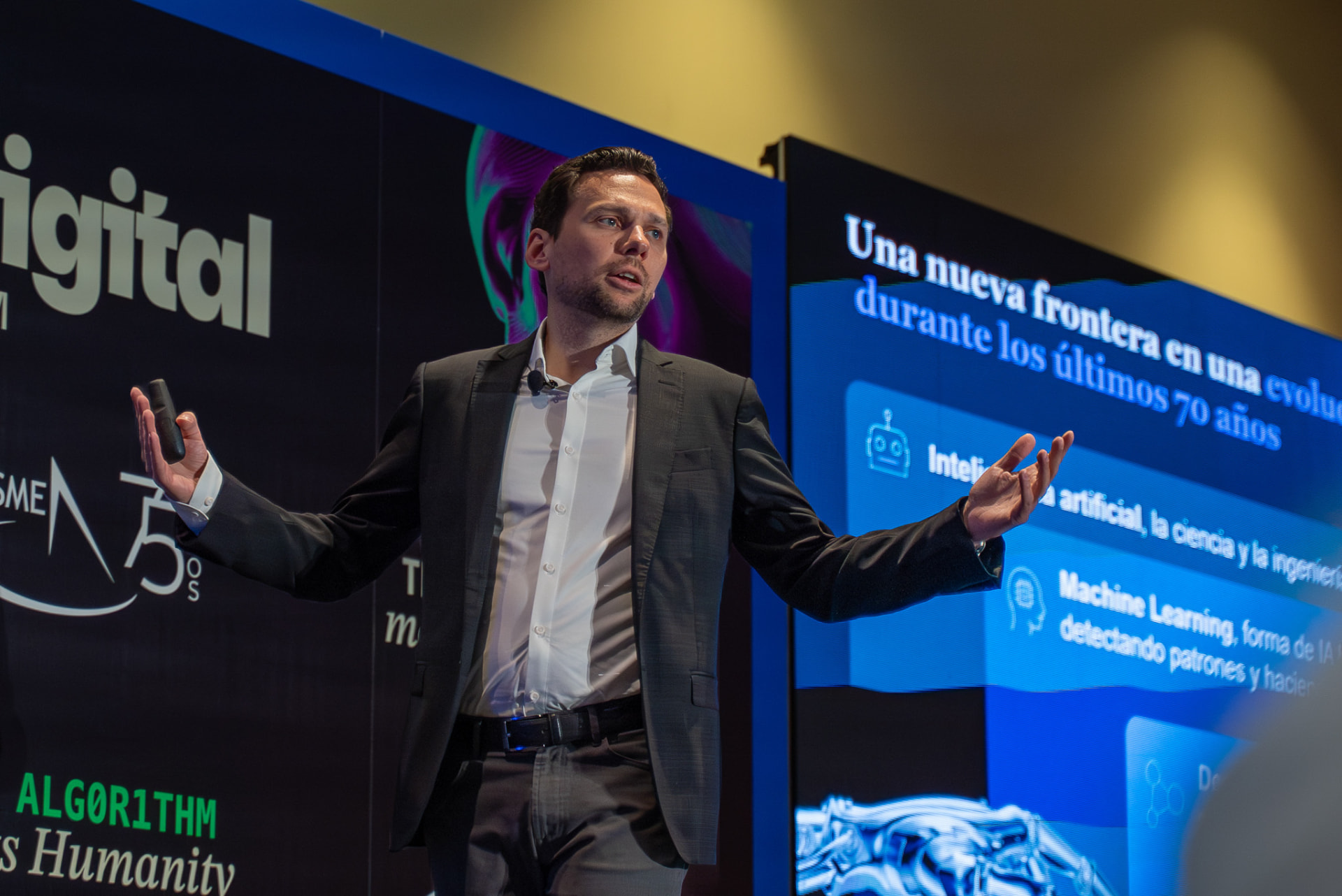 Keynote speaker presenting on stage